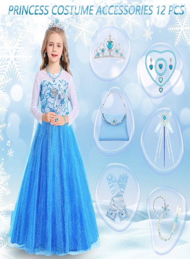IBQ Girls Blue Dress Set for Kids Princess Costume Cosplay Cute Dress Up Birthday Outfits Gift Theme Party BQ055M - Image 2
